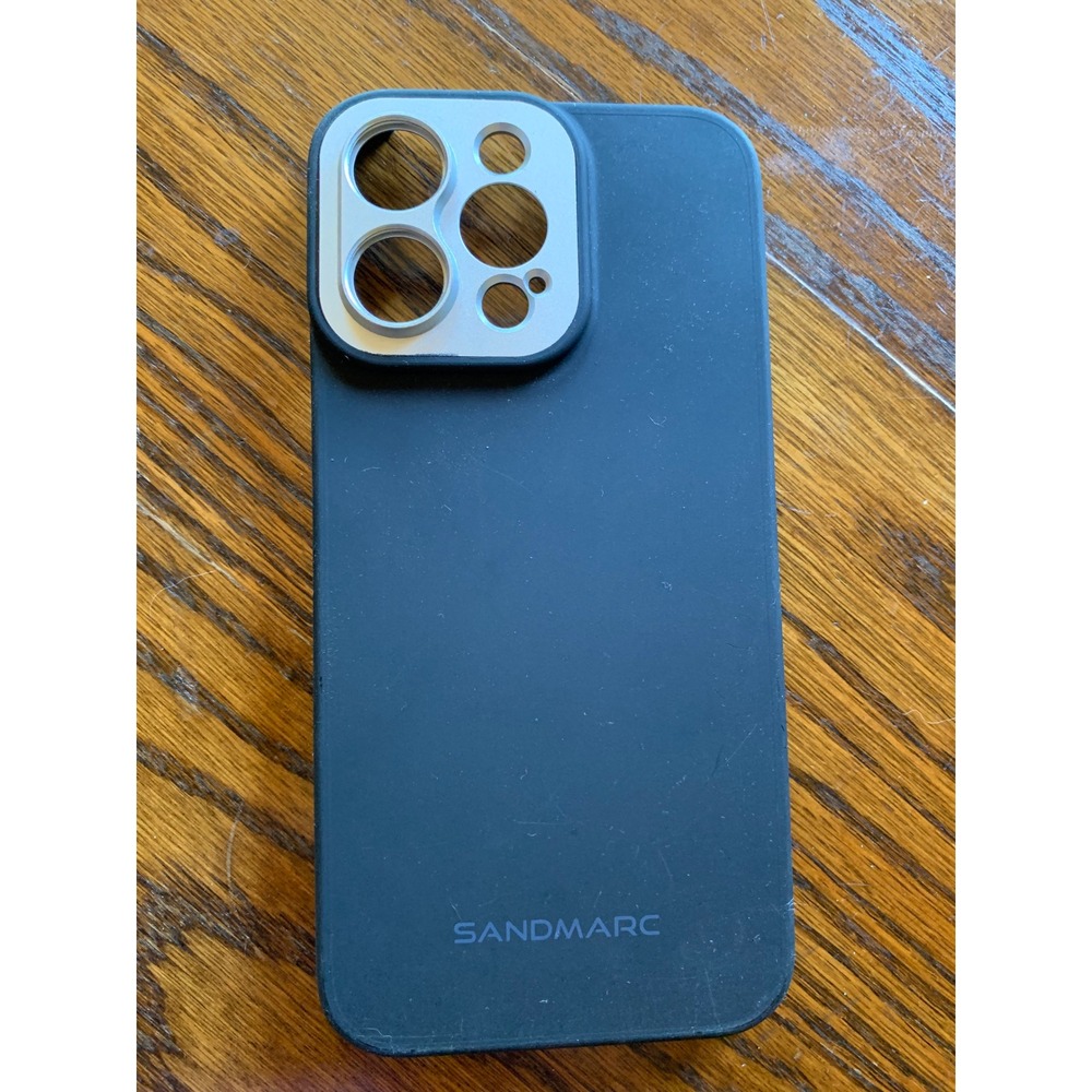 SANDMARC iPhone 15 Pro Max Leather Case Black Anodized Aluminum Lens Mount